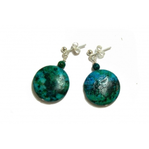 Large Blue Chrysocolla Drop Earrings 